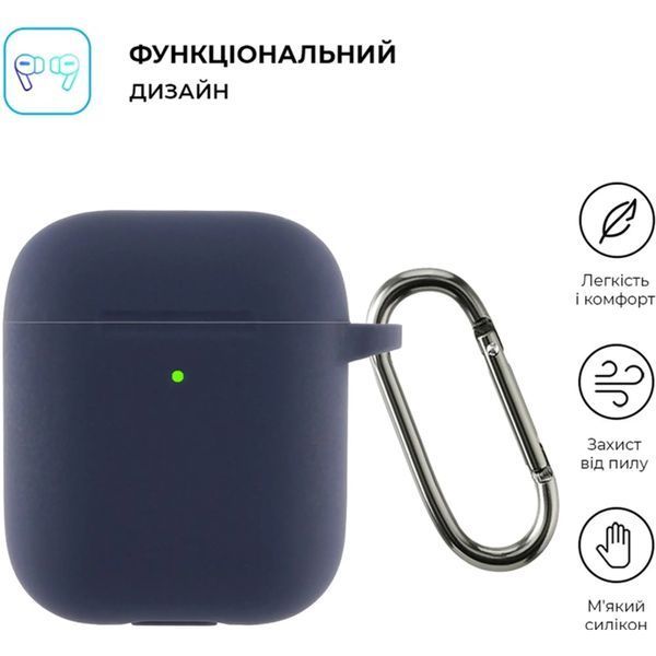 Case for headphones Silicone Case With Hook for Apple AirPods 1/2 Dark Blue